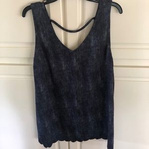 Navy Junior size dress large.  Deep V neckline in front and back.  Scalloped hem